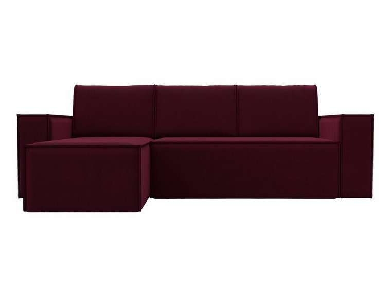 Угловой диван-кровать Куба бордового цвета левый угол