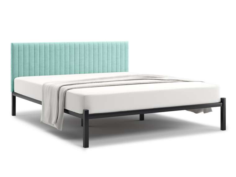 Кровать Лофт Mellisa Steccato 140х200 бирюзового цвета без подъемного механизма