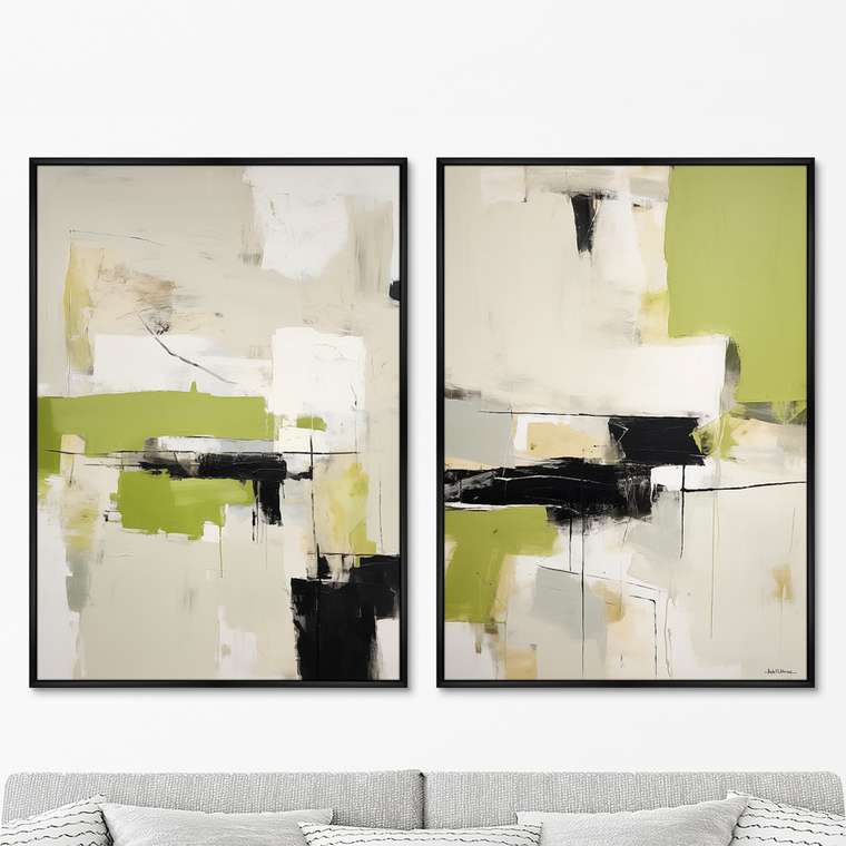 Набор из двух репродукций картин Landscape collection, In green, 2024г.