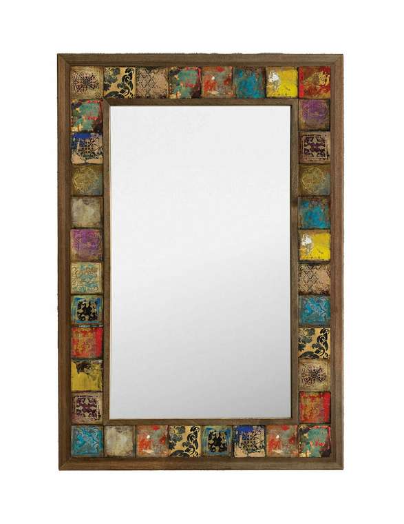 Настенное зеркало с каменной мозаикой 43x63 коричневого цвета