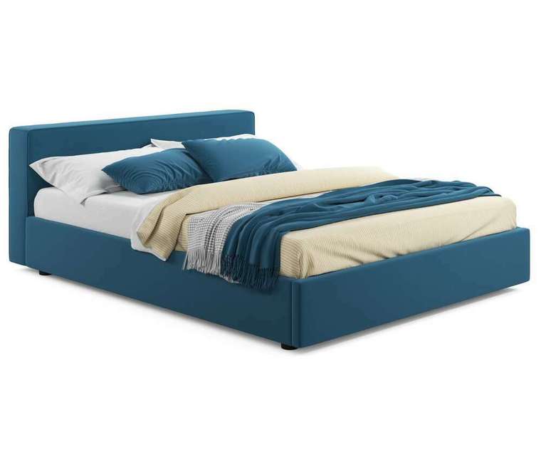 Кровать Skandi 160х200 синего цвета с подъемным механизмом