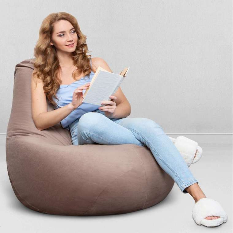 Кресло-мешок груша XХХL-Стандарт серо-бежевого цвета