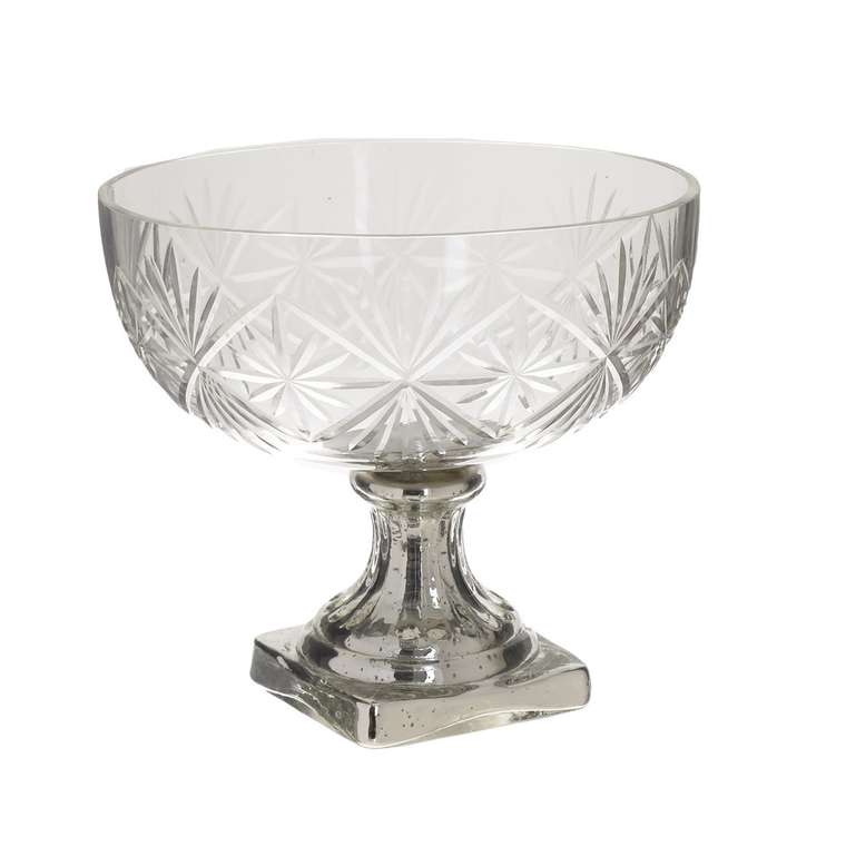 Стеклянная ваза прозрачно-серебряного цвета