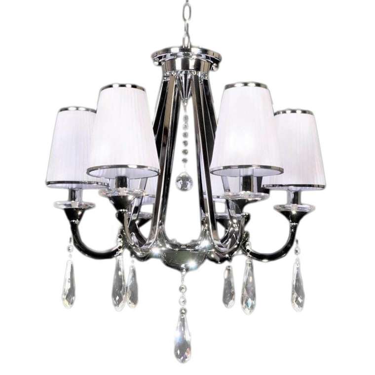 Подвесная люстра Milesia LDP 8926-6 WT+CHR (ткань, цвет белый)