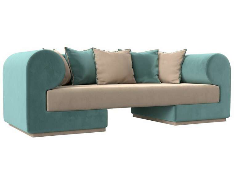Прямой диван Кипр бирюзово-бежевого цвета