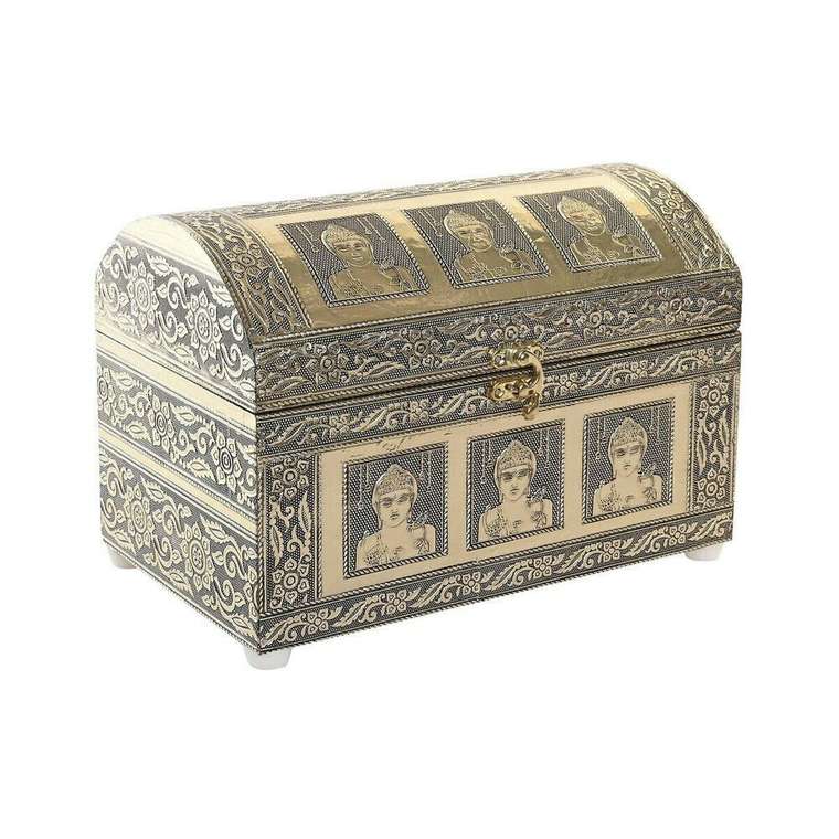 Шкатулка 25 x 15,5 x 18 cm Шампанское Бежевый Деревянный Алюминий