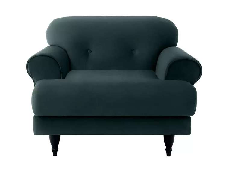 Кресло Italia в обивке из велюра темно-зеленого цвета с черными ножками