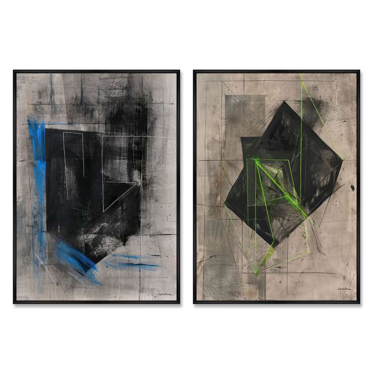 Набор из 2-х репродукций картин на холсте Суперпозиция гиперкуба, 2025г.