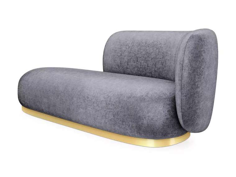 Кушетка-диван Lucca темно-серого цвета с металлической лентой серого цвета правая 