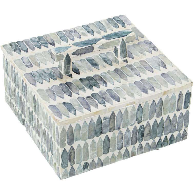 Шкатулка Разноцветный ротанг Перламутр 16 x 7 x 16 cm