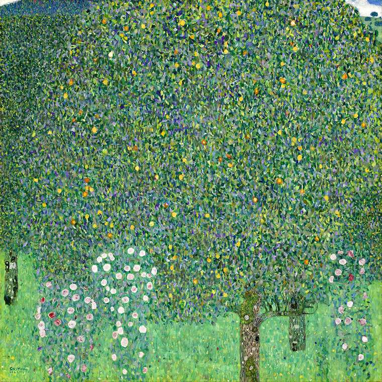 Картина (репродукция, постер): Rosebushes under the trees - Густав Климт