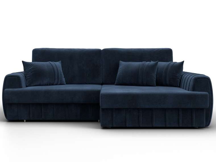 Угловой диван-кровать Лига-057 темно-синего цвета правый 