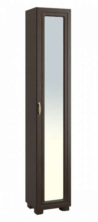 Шкаф-пенал с зеркалом Монблан темно-коричневого цвета