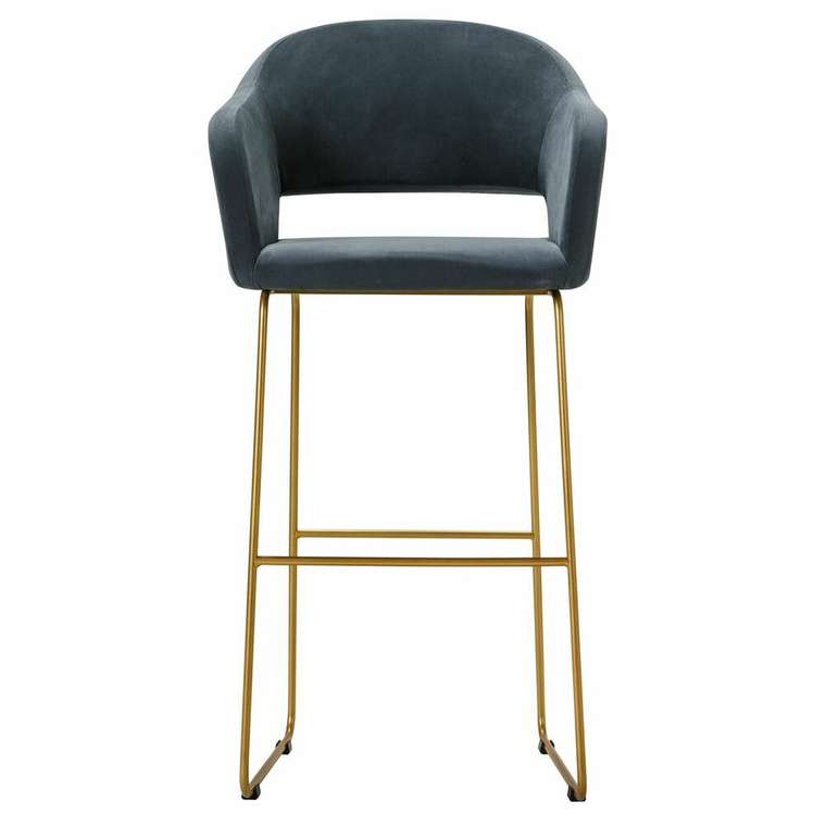Барный стул Oscar тёмно-серого цвета с золотым основанием