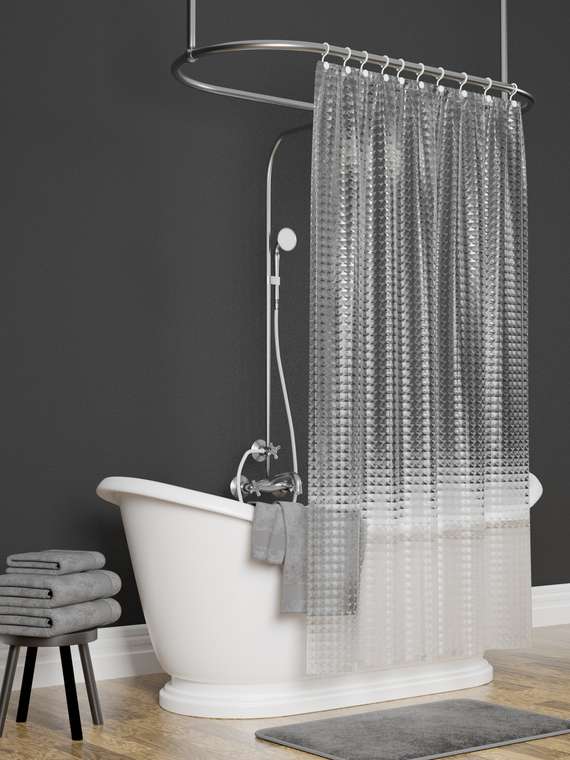 Штора для ванной комнаты 3D Spectrum 180х180 прозрачная