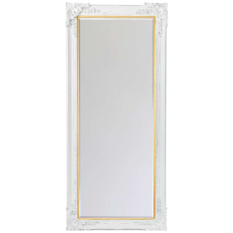 Зеркало настенное Моррис в раме белого цвета с эффектом патины