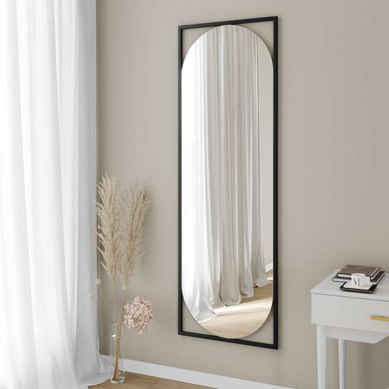 Дизайнерское настенное зеркало в полный рост Kvaden L в металлической раме черного цвета