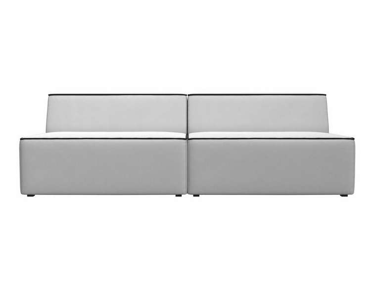 Прямой модульный диван Монс белого цвета с черным кантом (экокожа)