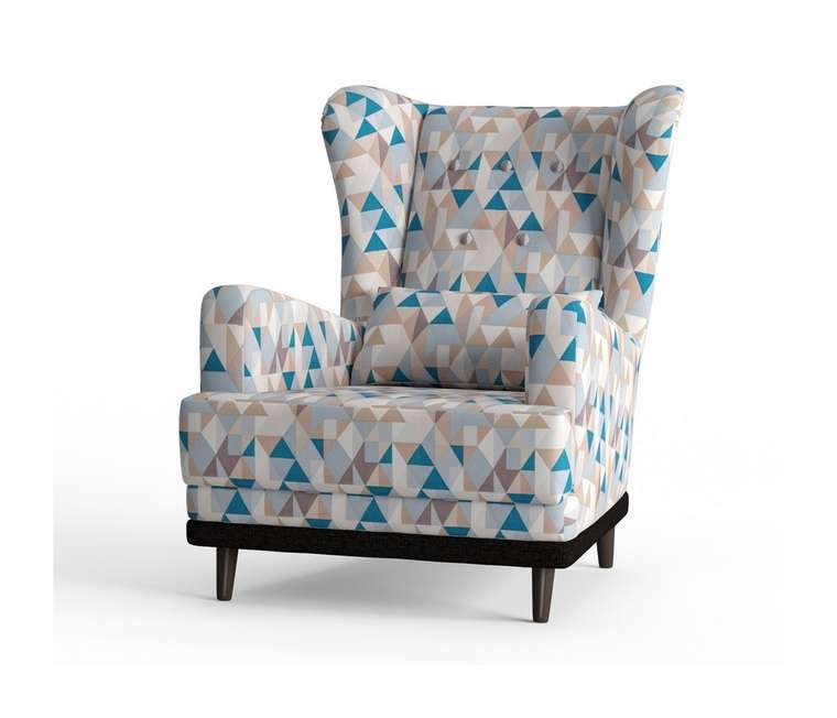 Кресло Лорд в обивке из микровелюра бежево-голубого цвета