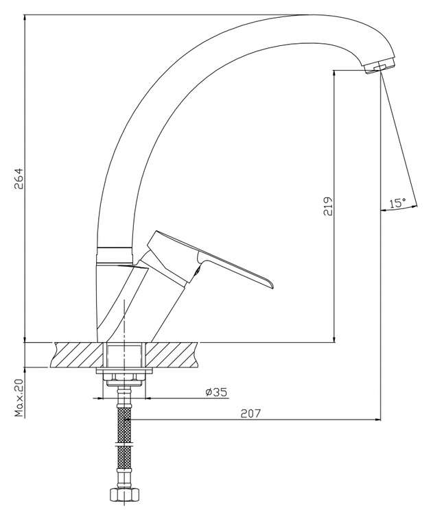 Смеситель Prim для кухонной мойки