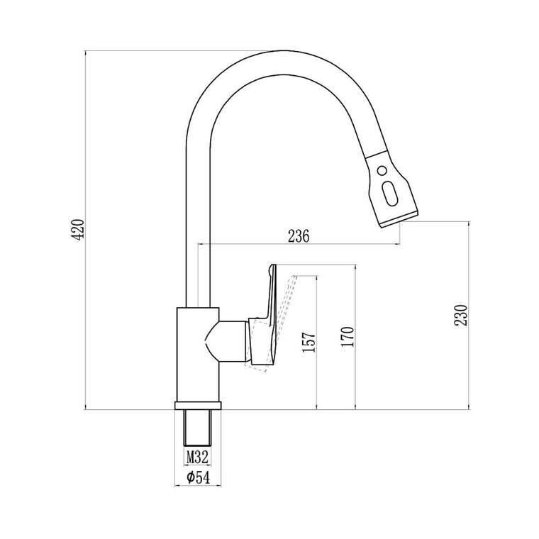 Смеситель для кухни Savol S-002801, хром