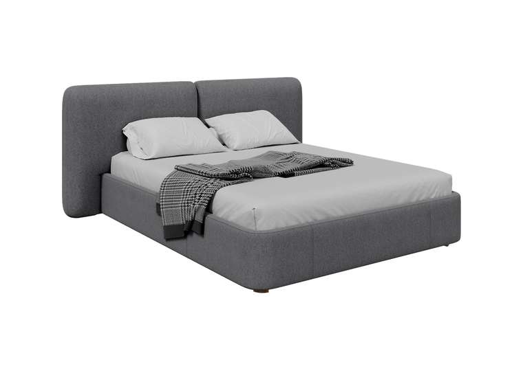 Кровать Hub Soft 160х200 серого цвета с подъемным механизмом