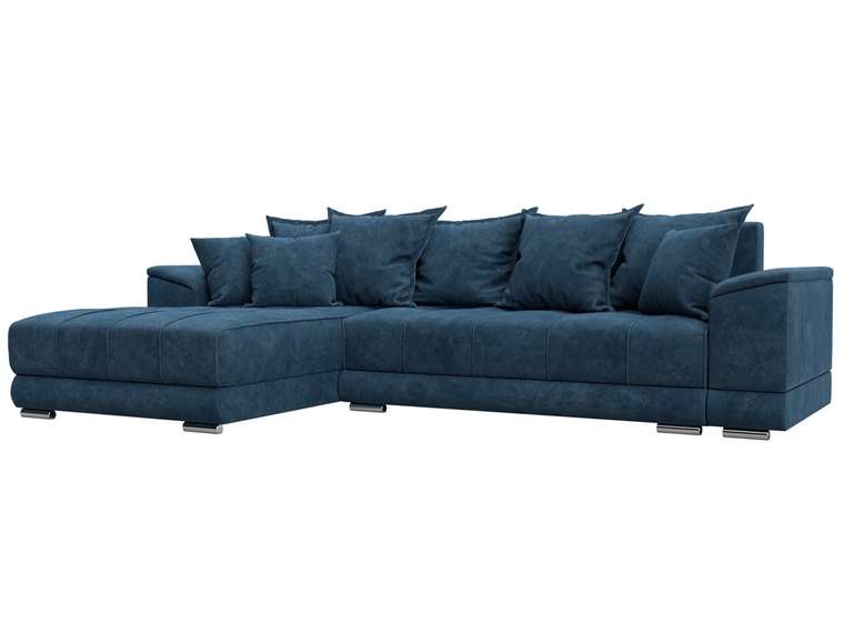 Угловой диван-кровать НордСтар синего цвета левый