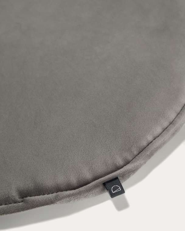 Круглая бархатная подушка на стул Rimca серого цвета