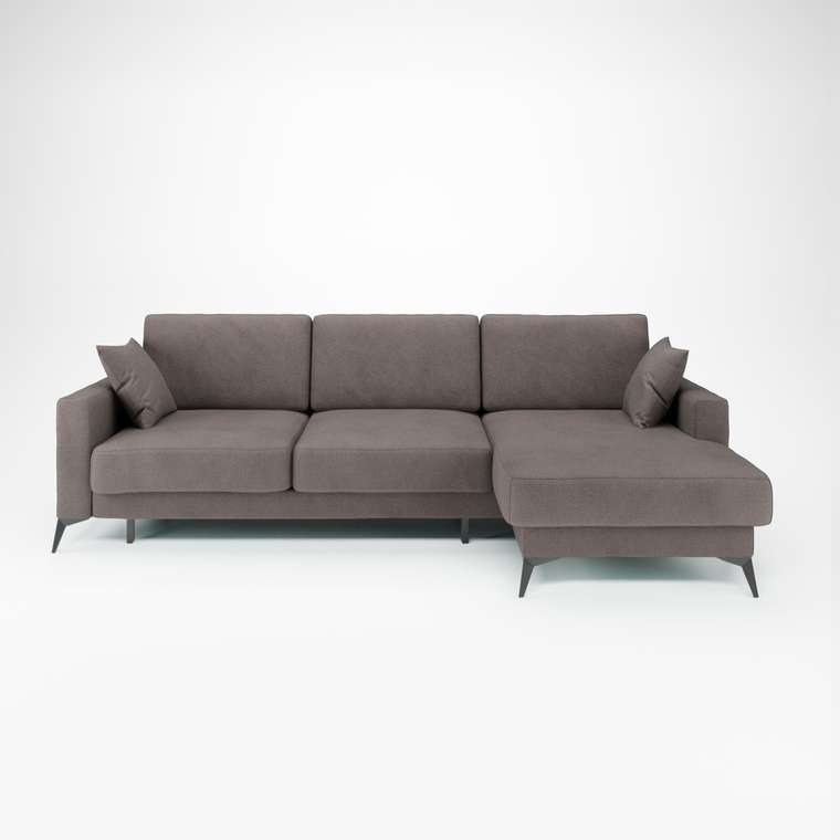 Угловой диван-кровать Наоми серо-коричневого цвета правый 