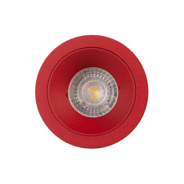 Точечный встраиваемый светильник из металла красного цвета