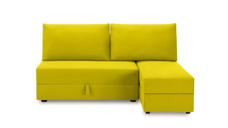 Угловой диван-кровать с оттоманкой Джелонг Лайт желтого цвета