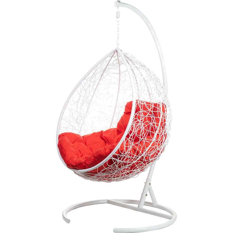 Кресло подвесное Tropica бело-красного цвета