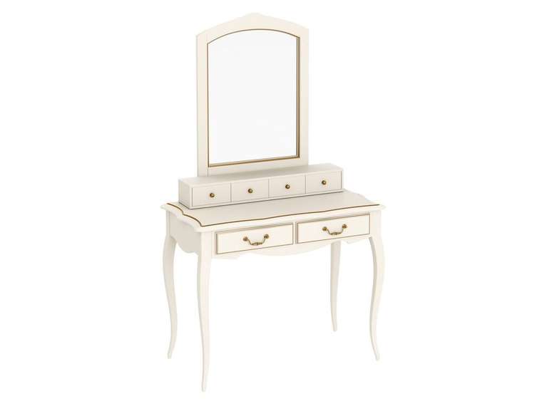 Туалетный стол Малонн Ави с секретером и зеркалом ванильного цвета