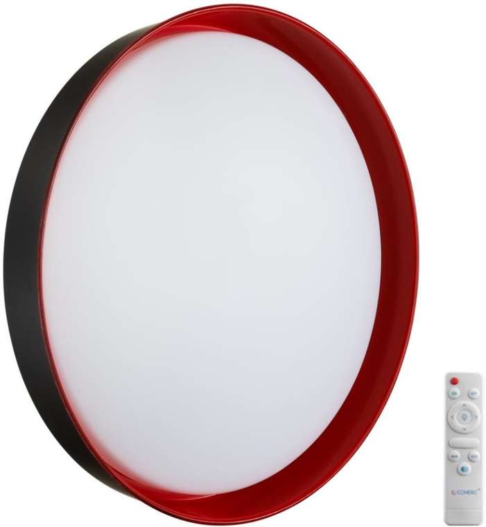 Настенно-потолочный светильник Sonex Tuna Red 7710/EL пластик/белый/красный LED 70Вт 3000-6000К D500 IP43 пульт ДУ