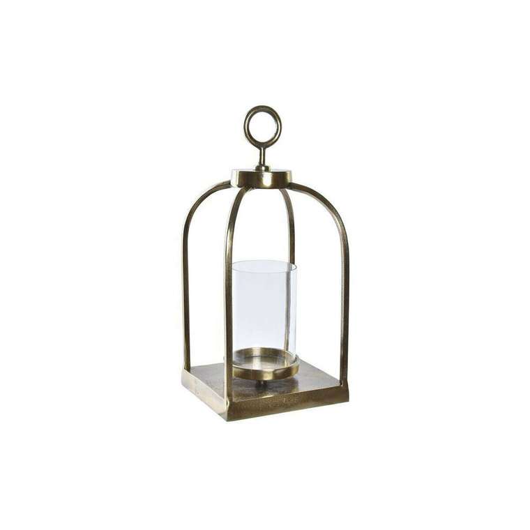 Фонарь DKD Home Decor Стеклянный Позолоченный Алюминий (19 x 19 x 43 cm)