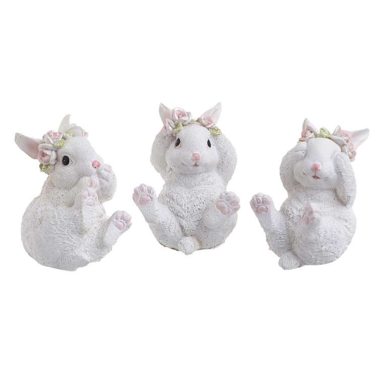 Набор из трех статуэток кроликов белого цвета