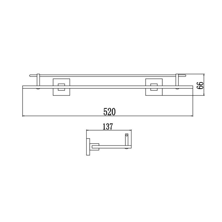 Полка стеклянная Savol S-06591A, хром