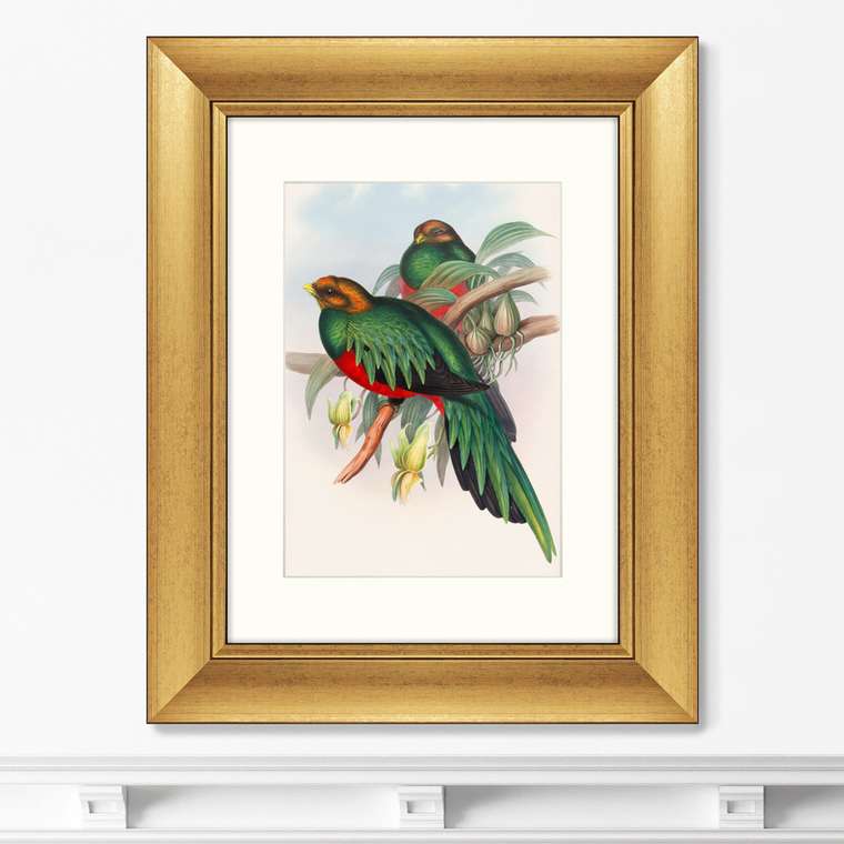 Картина Квезали 1885 г. в раме золотого цвета 