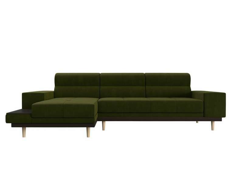 Угловой диван-кровать Леонардо зеленого цвета левый угол