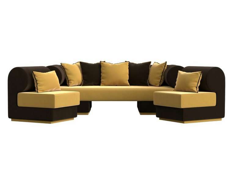 Набор мягкой мебели Кипр 3 желто-коричневого цвета