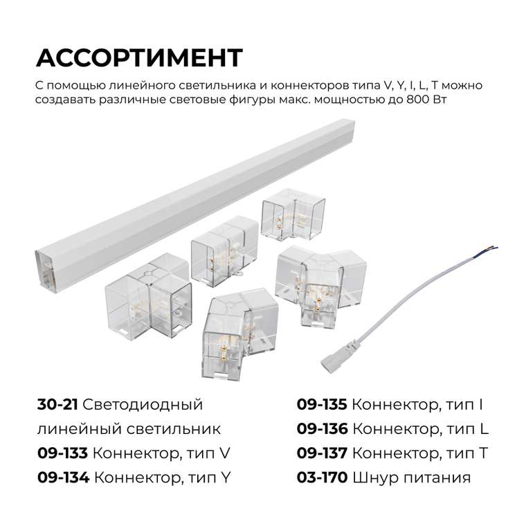 Коннектор для светильников Apeyron серии NET тип L 230В/50Гц 09-136