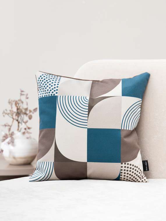 Декоративная подушка Tauer коричнево-синего цвета