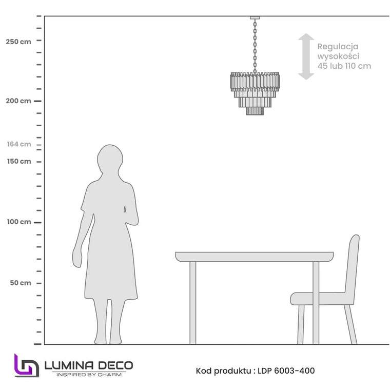 Хрустальная подвесная люстра Lumina Deco Funneli LDP 6003-400 BK+F.GD