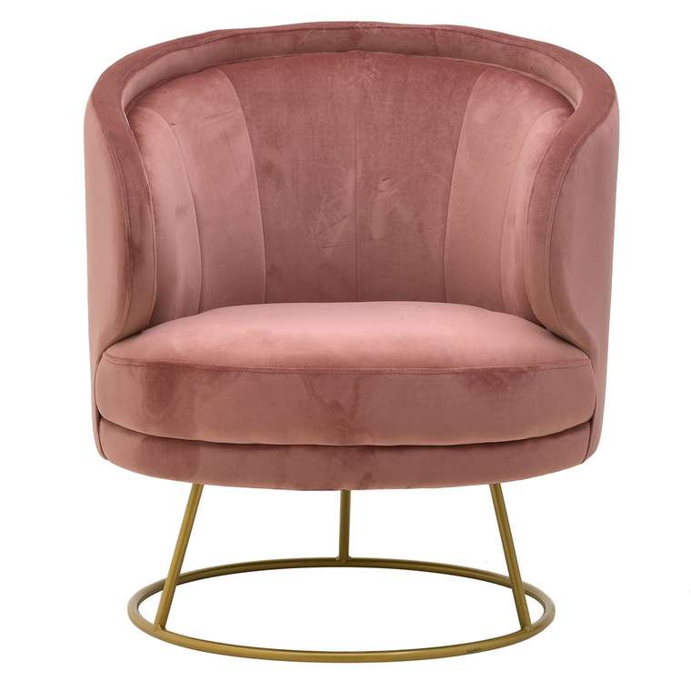 Кресло розового цвета с металлическим каркасом 