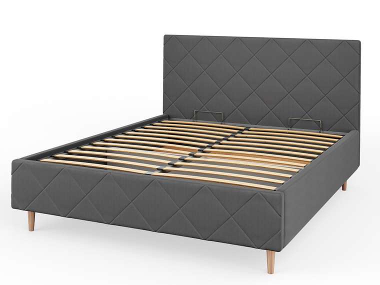Кровать Афина-1 160х200 серого цвета с подъемным механизмом 