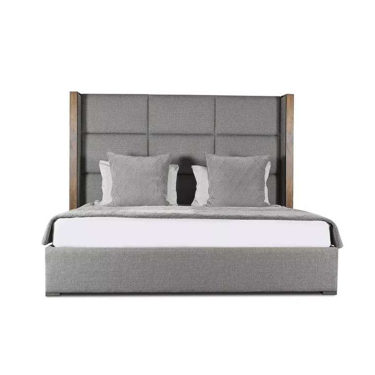 Кровать Berkley Winged Cube Wood 200x200 серого цвета