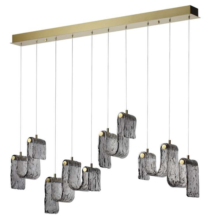 Подвесной светильник светодиодный Odeon Light Flow 5106/52L золотой брашинг/дымчатый металл/стекло LED x 52W 4000K