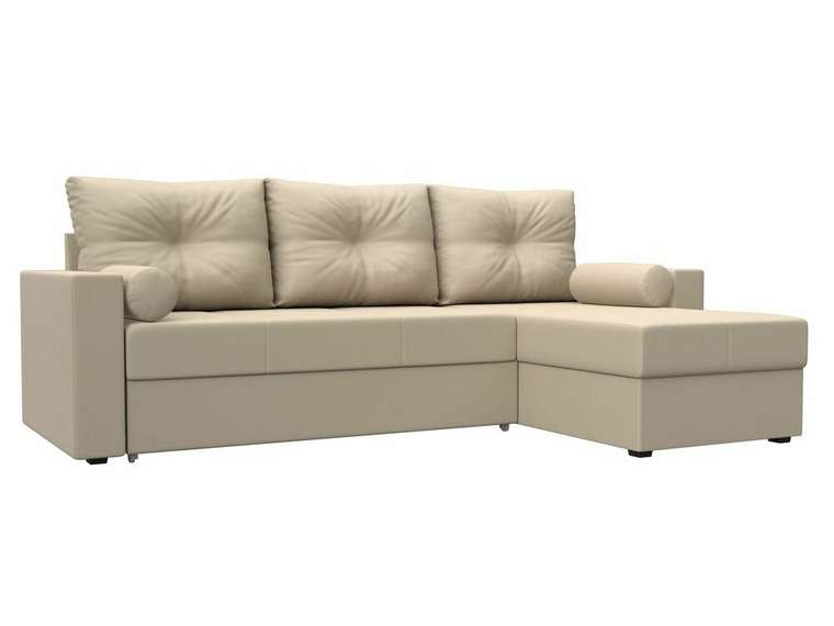 Угловой диван-кровать Верона бежевого цвета (экокожа) правый угол