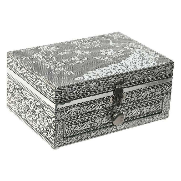 Шкатулка Зеленый Серебристый Деревянный Алюминий 17,5 x 12,5 x 8,5 cm
