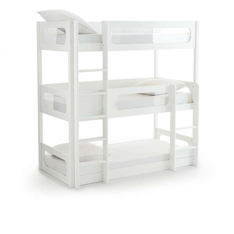 Трехъярусная кровать Pilha 90x190 белого цвета